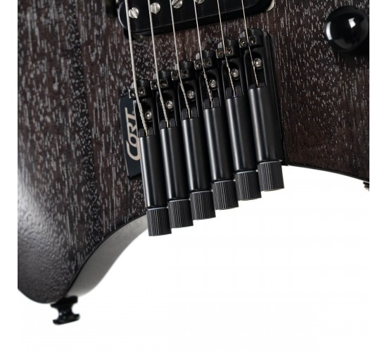 Cort Space-G6MS-SGTK Электрогитара безголовая, цвет Trans Black, с чехлом