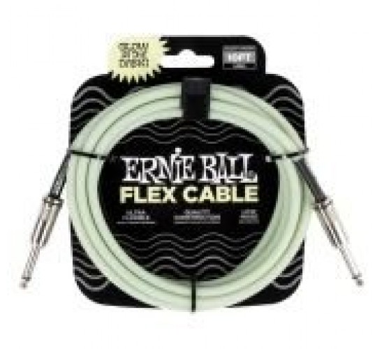 Ernie Ball 6436 кабель инструментальный Flex, прямой - прямой джеки, 3 метра, светится в темноте