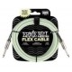 Ernie Ball 6436 кабель инструментальный Flex, прямой - прямой джеки, 3 метра, светится в темноте