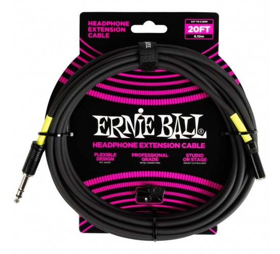 Ernie Ball 6423 удлинитель для наушников 1/4 to 3.5мм 6м, черный