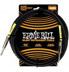 Ernie Ball 6472 кабель инструментальный, Silent, 3,05 м, прямые джеки, черный