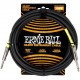 Ernie Ball 6473 кабель инструментальный, Silent, 6,1м, прямые джеки, черный