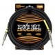 Ernie Ball 6473 кабель инструментальный, Silent, 6,1м, прямые джеки, черный