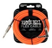 Ernie Ball 6467 кабель инструментальный Flex, прямой - угловой джеки, 6 метров, оранжевый