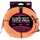 Ernie Ball 6079 кабель инструментальный, оплетёный, 3,05 м, прямой/угловой джеки, оранжевый неон
