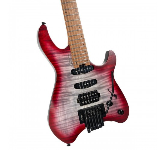 Cort Space-G6TR-SGLV Электрогитара безголовая, цвет красный Lava, с чехлом