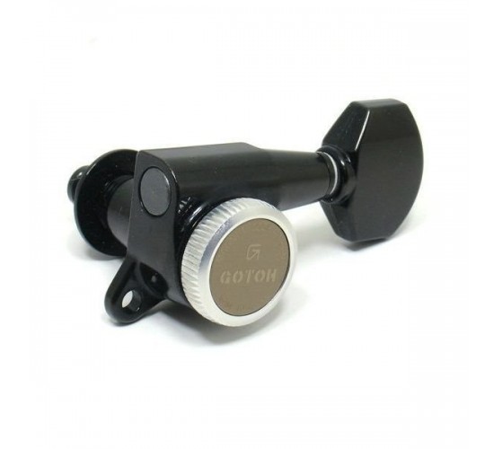 Gotoh SG381-MG-T-07-B-R6 колки локовые, ручной зажим, 6 в линию реверс, черный , schaller style