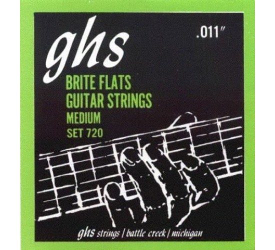 GHS 720 Струны для электрогитары; сплав 52, полукруглая обмотка; Brite Flats. (11-14-22w-28-38-50)