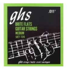 GHS 720 Струны для электрогитары; сплав 52, полукруглая обмотка; Brite Flats. (11-14-22w-28-38-50)