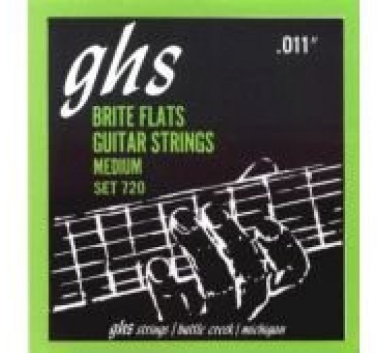 GHS 720 Струны для электрогитары; сплав 52, полукруглая обмотка; Brite Flats. (11-14-22w-28-38-50)