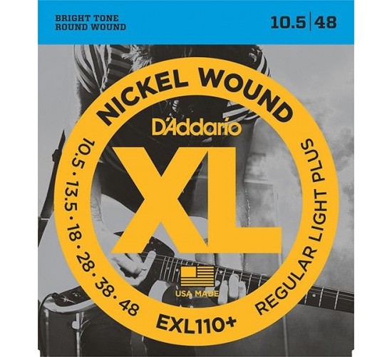 D'Addario EXL110+ NICKEL WOUND Струны для электрогитары Regular Light  Plus, 10.5-48