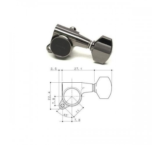 Gotoh SG381-HAPM-07-CK-L3+R3 Колки локовые с регулировкой высоты 3+3 small button, чёрный
