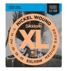 D'Addario EXL115W XL NICKEL WOUND Струны для электрогитары Blues/Jazz Rock 3rd Wound 11-49