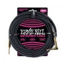 Ernie Ball 6081 кабель инструментальный, оплетёный, 3,05 м, прямой/угловой джеки, чёрный