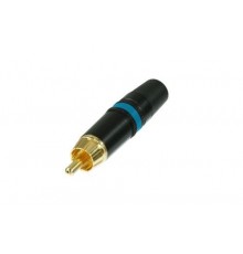 Rean NYS373-6 Разъем RCA штекер на кабель Ø6.1 мм,позолоченные контакты, синяя маркировка