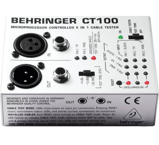 Behringer CT100 микропроцессорный универсальный тестер для диагностики и отстройки звукового обор-ия