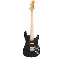 Vintage V6HMBB электрогитара, форма корпуса Stratocaster, HSS, Tremolo, цвет черный