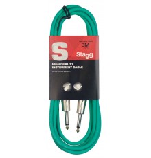 Stagg SGC3DL CGR гитарный шнур, jack-jack, длина 3 метра, цвет зеленый