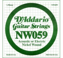 D'Addario NW059 Nickel Wound Отдельная струна для электрогитары, .059