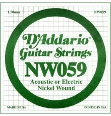 D'Addario NW059 Nickel Wound Отдельная струна для электрогитары, .059