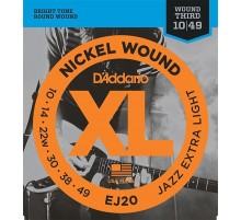 D'Addario EJ20 XL NICKEL WOUND Струны для электрогитары Jazz Extra-Light 10-49
