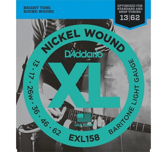 D'Addario EXL158 XL NICKEL WOUND Струны для электрогитары Baritone-Light 13-62