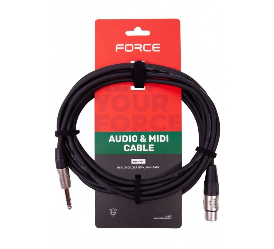 Force FMC-15/6 профессиональный микрофонный/коммутационный шнур XLR(F) - стерео джек (TRS), 6 м