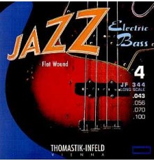Thomastik JF344 Jazz Flat Wound Комплект струн для бас-гитары, никель, плоская оплетка, 43-100