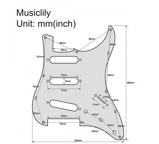 Musiclily MX1388AW Защитная накладка гитары Fender Stratocaster SSS, 3 слоя, белая