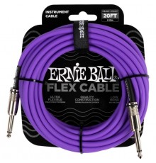 Ernie Ball 6420 кабель инструментальный Flex, прямой - прямой джеки, 6 метров, фиолетовый