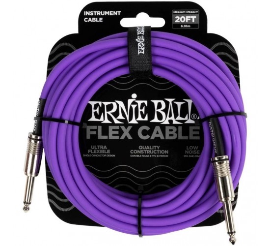 Ernie Ball 6420 кабель инструментальный Flex, прямой - прямой джеки, 6 метров, фиолетовый