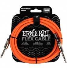 Ernie Ball 6416 кабель инструментальный Flex, прямой - прямой джеки, 3 метра, оранжевый