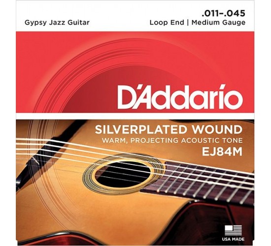 D'Addario EJ84M Gypsy Jazz Комплект струн для акустической гитары, петли на концах, Medium, 11-45