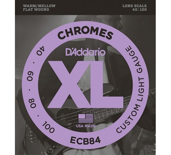 D'Addario ECB84 Chromes Bass Комплект струн для бас-гитары, Custom Light, 40-100