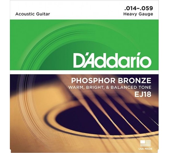 D'Addario EJ18 PHOSPHOR BRONZE Струны для акустической гитары фосфорная бронза, 14-59