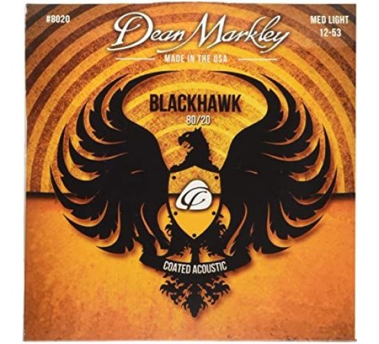 Dean Markley DM8020 Blackhawk 80/20 Комплект струн для акустической гитары, с покрытием, 12-53
