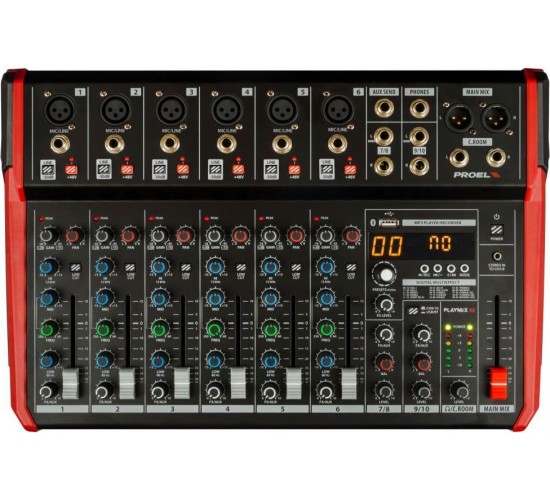 Proel PLAYMIX10 10-канальный микшерный пульт с DSP-процессором, Bluetooth-модулем