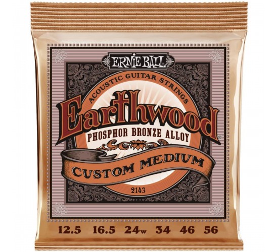 Ernie Ball 2143 струны для акустической гитары Phosphor Bronze Custom Medium (12.5-56)