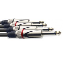 Stagg STC3P сдвоенный аудио шнур, длина 3 м, разъемы 2xJack 1/4« - 2xJack 1/4», цвет черный