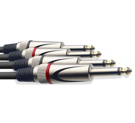 Stagg STC3P сдвоенный аудио шнур, длина 3 м, разъемы 2xJack 1/4« - 2xJack 1/4», цвет черный