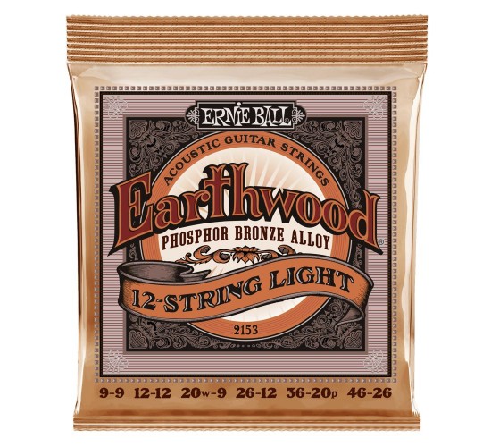 Ernie Ball 2153 струны для 12стр. акуст.гитары Acoustic Phosphor Bronze 12 String Slinky (9-9.12-12.20w-9.26-12.36-20p.46-26)