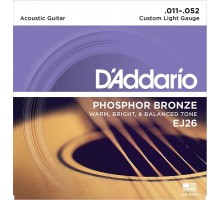 D'Addario EJ26 PHOSPHOR BRONZE струны для акустической гитары фосфорная бронза Custom Light 11-52