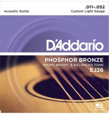 D'Addario EJ26 PHOSPHOR BRONZE струны для акустической гитары фосфорная бронза Custom Light 11-52