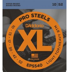 D'Addario EPS540 XL PRO STEEL Струны для электрогитары Light Top/Heavy Bottom 10-52
