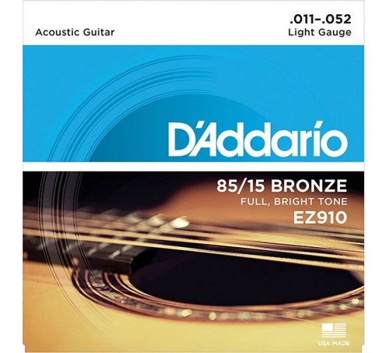 D'Addario EZ910 AMERICAN BRONZE 85/15 Струны для акустической гитары Light 11-52