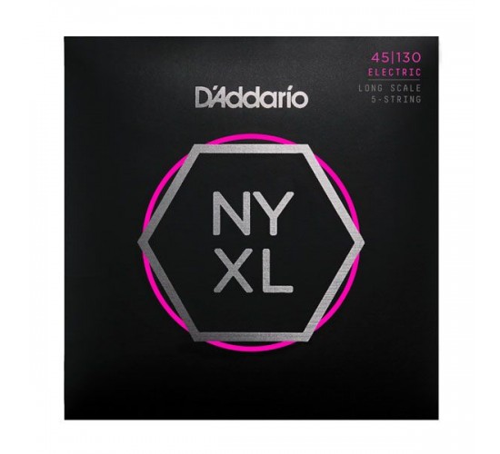 D'Addario NYXL45130 Комплект струн для 5-струнной бас-гитары, Long Scale, Regular Light, 45-130