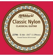 D'Addario J2706 Classical Отдельная 6-ая струна для классической гитары, нейлон, норм. натяжение