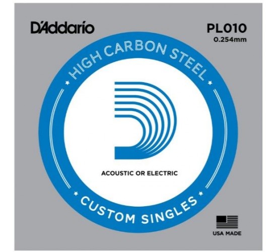 D'Addario PL010 PLAIN STEEL Отдельная стальная струна без обмотки 0.010"