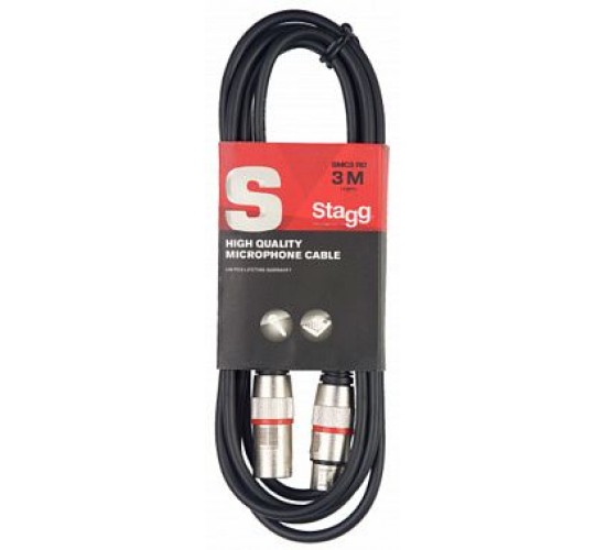Stagg SMC1 RD микрофонный шнур XLR(M)-XLR(F), длина 1 метр, красный