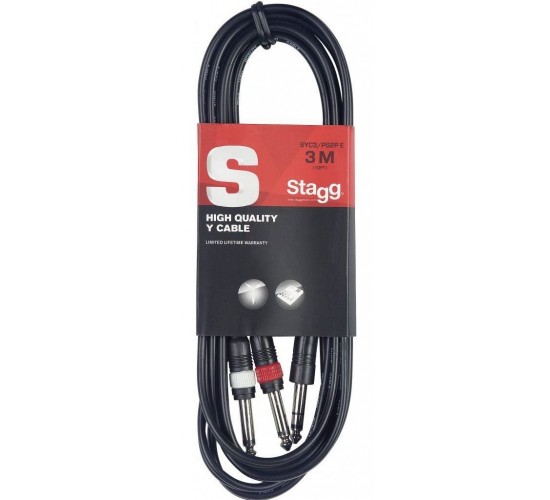 Stagg SYC3/PS2P E кабель коммутационный инсертный. Y-Cable. Stereo phone-plug /2 x Phone-plug. 3 м